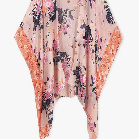 Moss Rose Women's Beach Cover up Swimsuit Kimono with Bohemian Floral Print - Picture 3 of 4